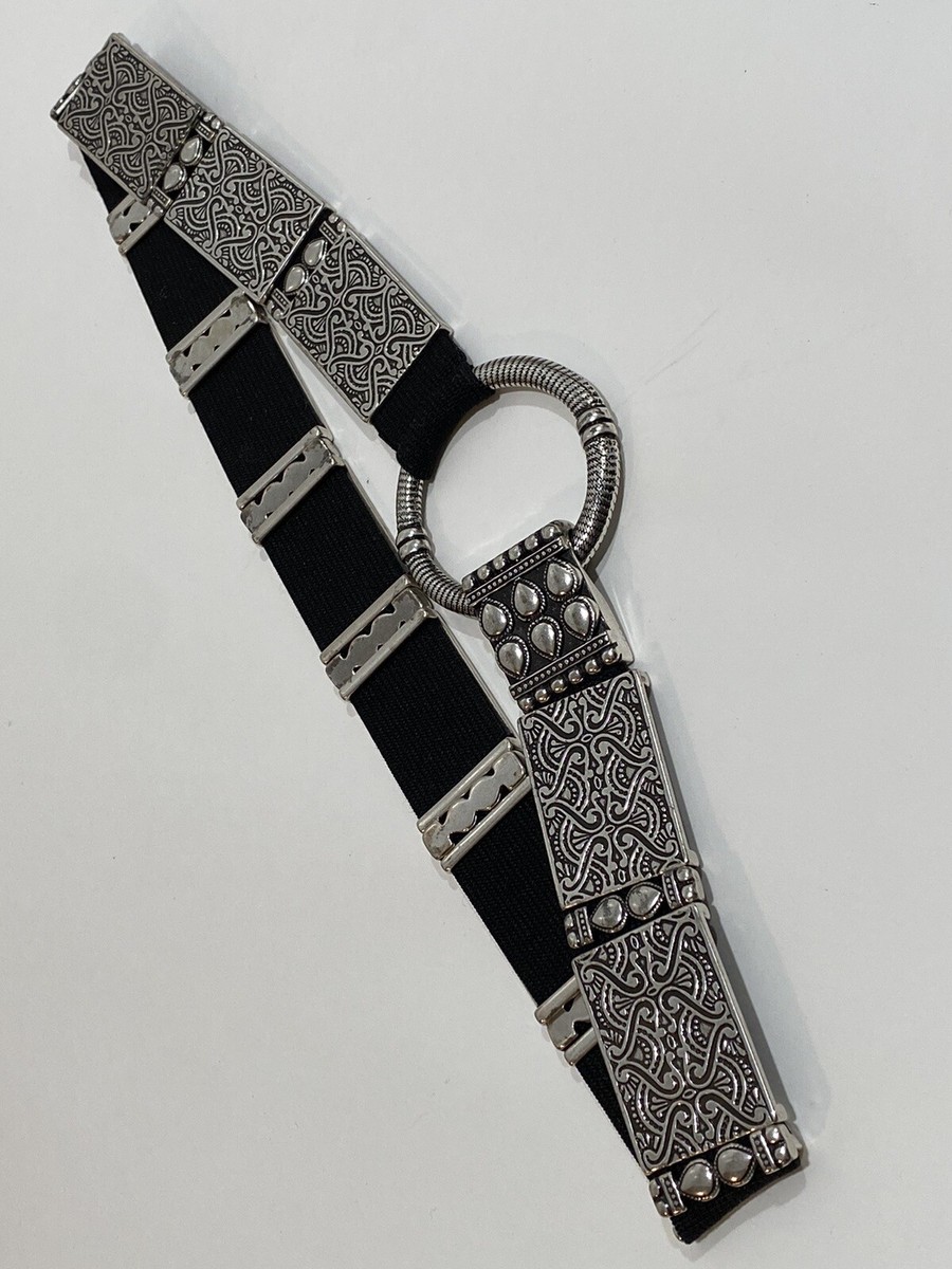 METAL LINKS STRETCHING Elastic BELT Silver Black 30-34 | eBay display picture 1