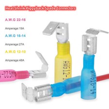 Heat Shrink Quick Disconnect Piggyback Terminals Wire Crimp Connectors 22-10AWG