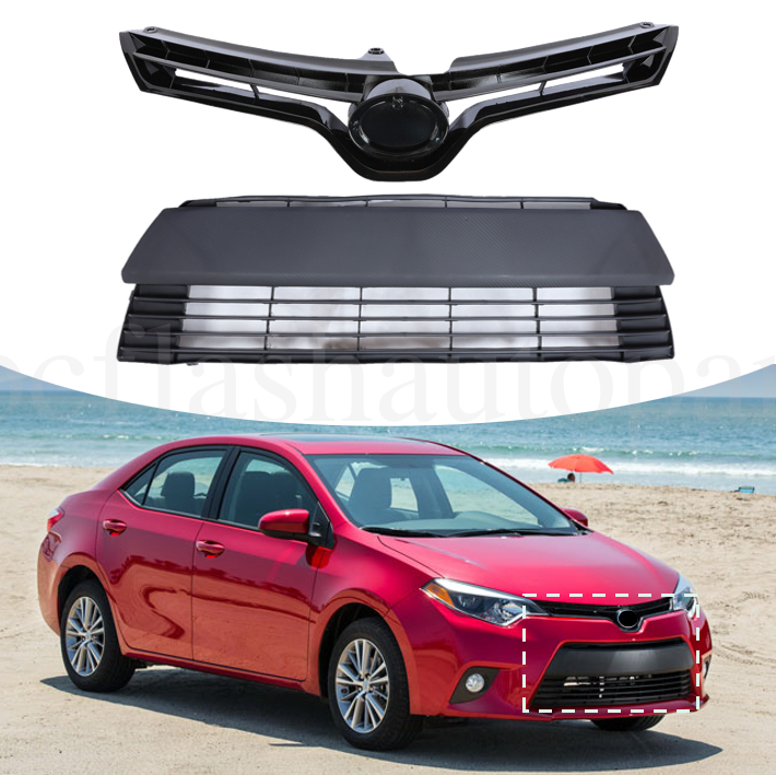 Gloss Black Upper Grll For 2014 2015 2016 Toyota Corolla LE Front Bumper Grlle | EBay