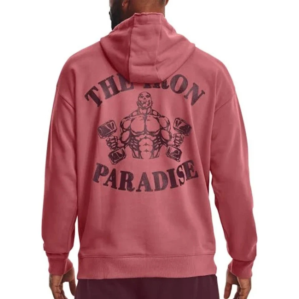 Moletom com capuz Under Armour masculino Project Rock peso pesado Terry - Rosa GG - Imagem 3 de 4