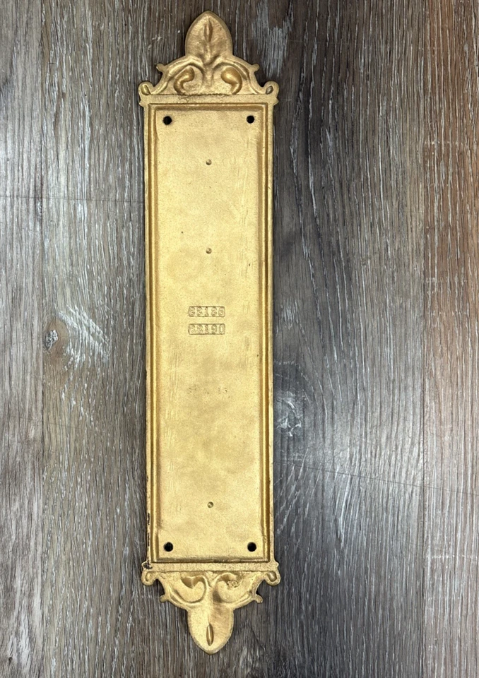 "Placa de empuje de puerta de latón decorativa vintage estilo barroco/rococó 15"" X 3""" Foto 4 de 4