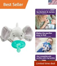 Philips 0m Soothie Snuggle - Easy-Clean Elephant Pacifier Holder for Babies