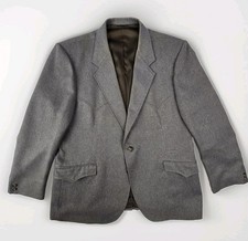 Circle S Ranch Western Wear Blazer Jacket Yokes Size 48R Gray 2 Button U.S.A.