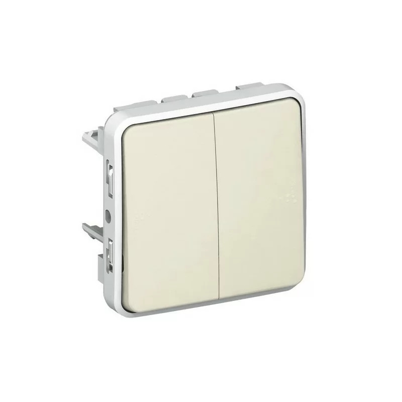Mécanisme double poussoir Legrand 069635 NO+NF Plexo blanc 10A appareillage composable