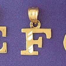 Initial F Charm Pendant 14k Gold
