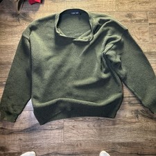 Vintage Cherokee USA Made Waffle Knit Cotton Blend Pullover Sweater in Forest Gr