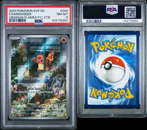 2023 POKEMON OBSIDIAN FLAMES POKEMON CENTER ETB PROMO SVP #044 CHARMANDER  PSA 8