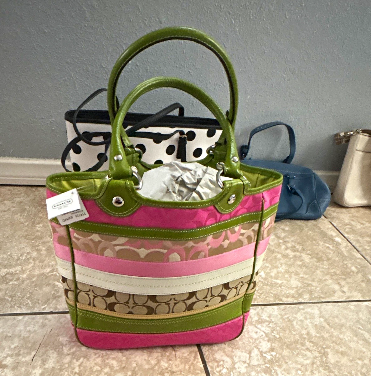 Coach Pink Striped Bags & Handbags for Women for sale | eBay