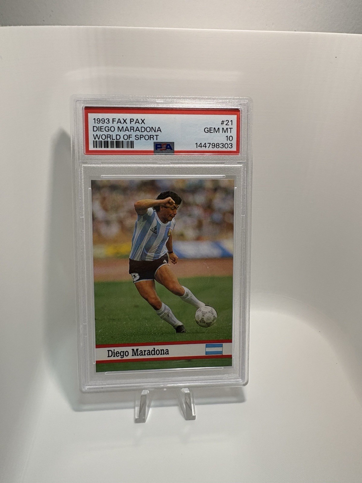 136690324 Diego Maradona 1993 Fax Pax World of Sport #21 PSA 10 Gem Mint Low Pop view 8