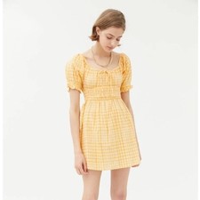 Urban Outfitters Milkmaid Mini Dress in Orange Gingham Size Medium