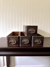 Antique Wood Decorative Wooden Sewing Machine Drawer Rustic Storage Box - 1