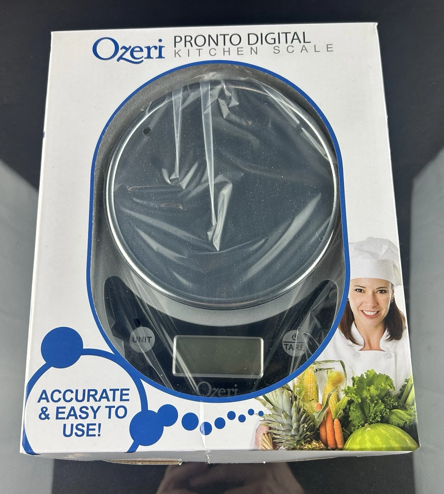 Ozeri Pronto Digital Kitchen Scale Silver Tare Auto Shut-Off Battery Round