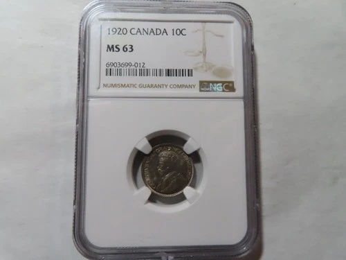 Q25 Canada 1920 10 Cent NGC MS-63