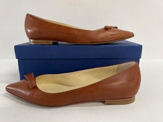 SARAH FLINT Natalie Saddle Vachetta Handcrafted Italian Point Toe Flats Sz 39.5