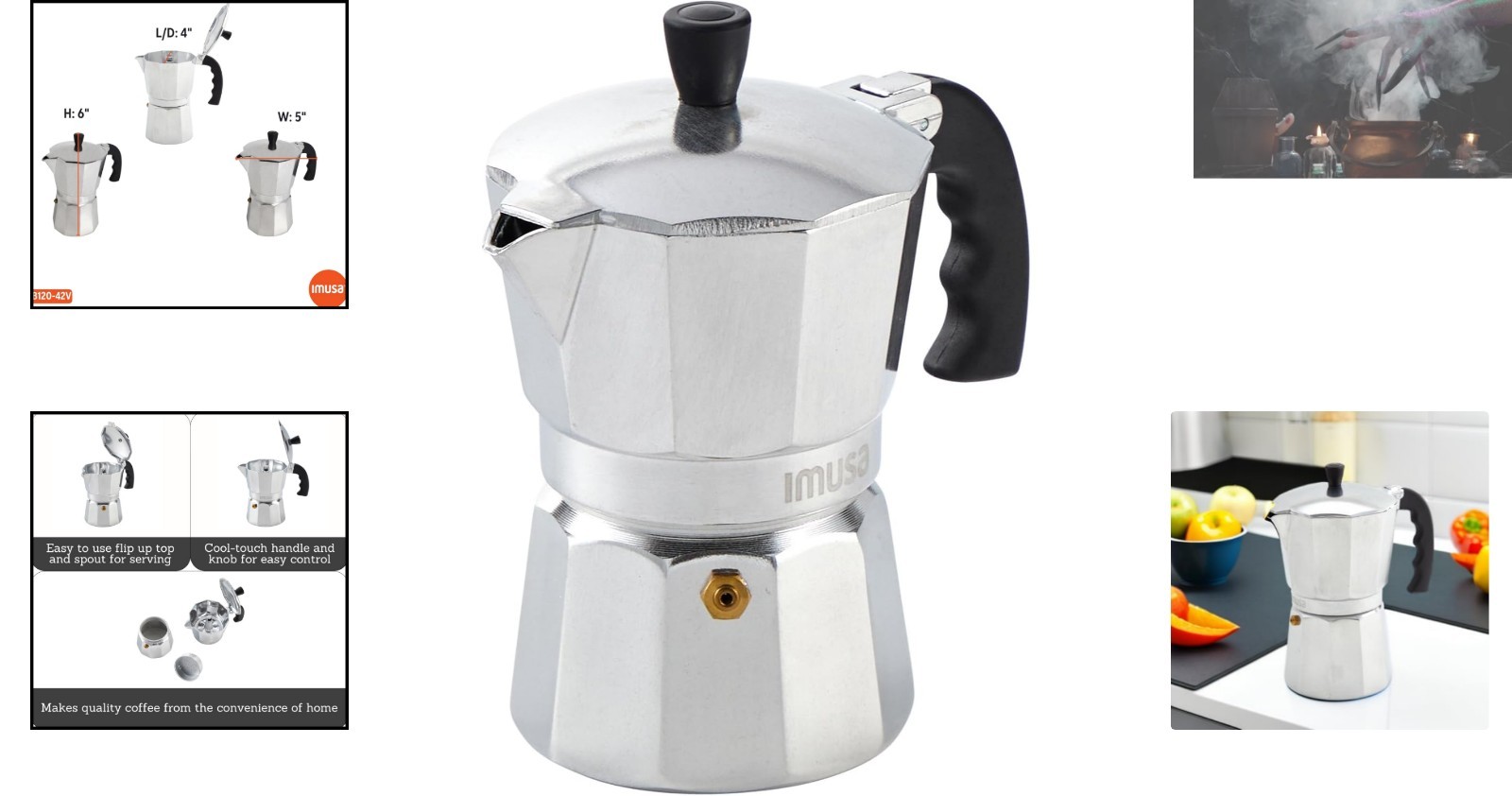 Stylish Aluminum Stovetop Espresso Coffeemaker – 3-Cup Capacity, Manual Use