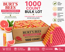 1000 Burt's Bees Pink Grapefruit Moisturizing Lip Balm 0.15 oz Bulk Lot NEW