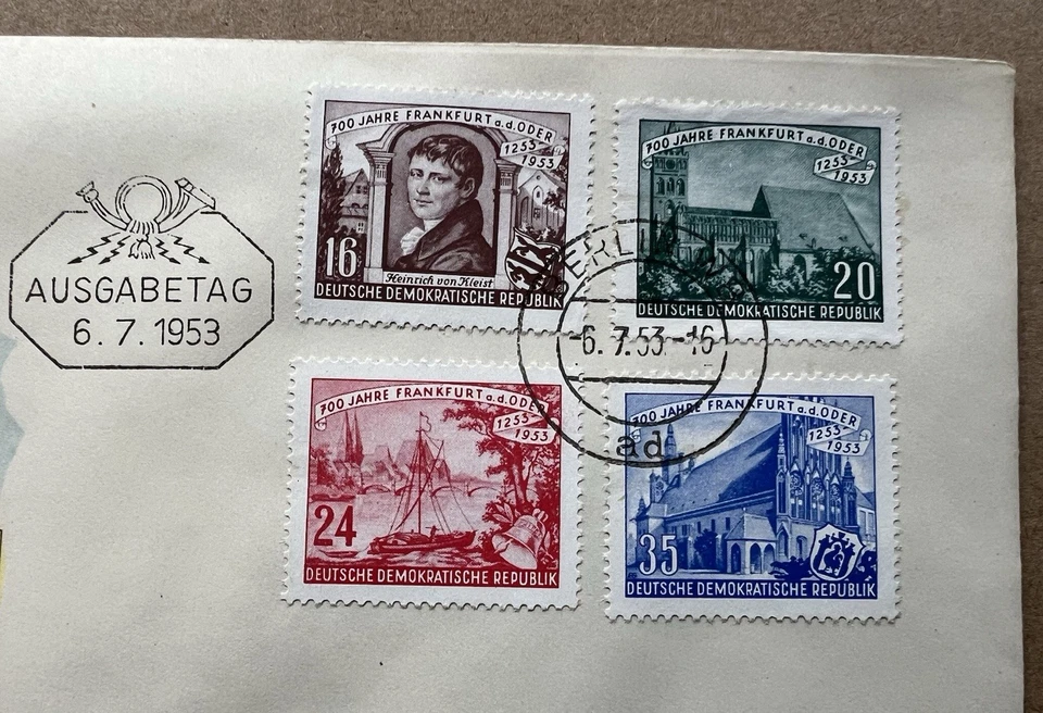 1953 DDR FDC Frankfurt an der Oder 700th Anniversary • Full 4 Stamp Set - Image 2 of 4