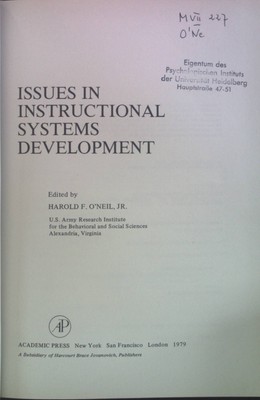 Issues in Instructional Systems Development. The Educational Technology Series O
