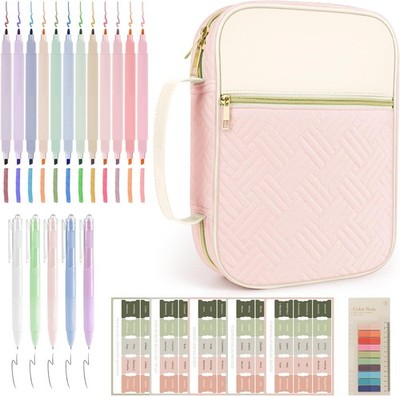 Funda para Biblia de Mujer con Asa y Bolsillo Rosa Resistente y Portatil