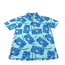 Bad Birdie Green Blue Floral Performance Men  s Golf Polo Shirt Size XL Mint