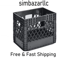 New Juggernaut Storage 24QT Plastic Heavy-Duty Milk Crate, Black