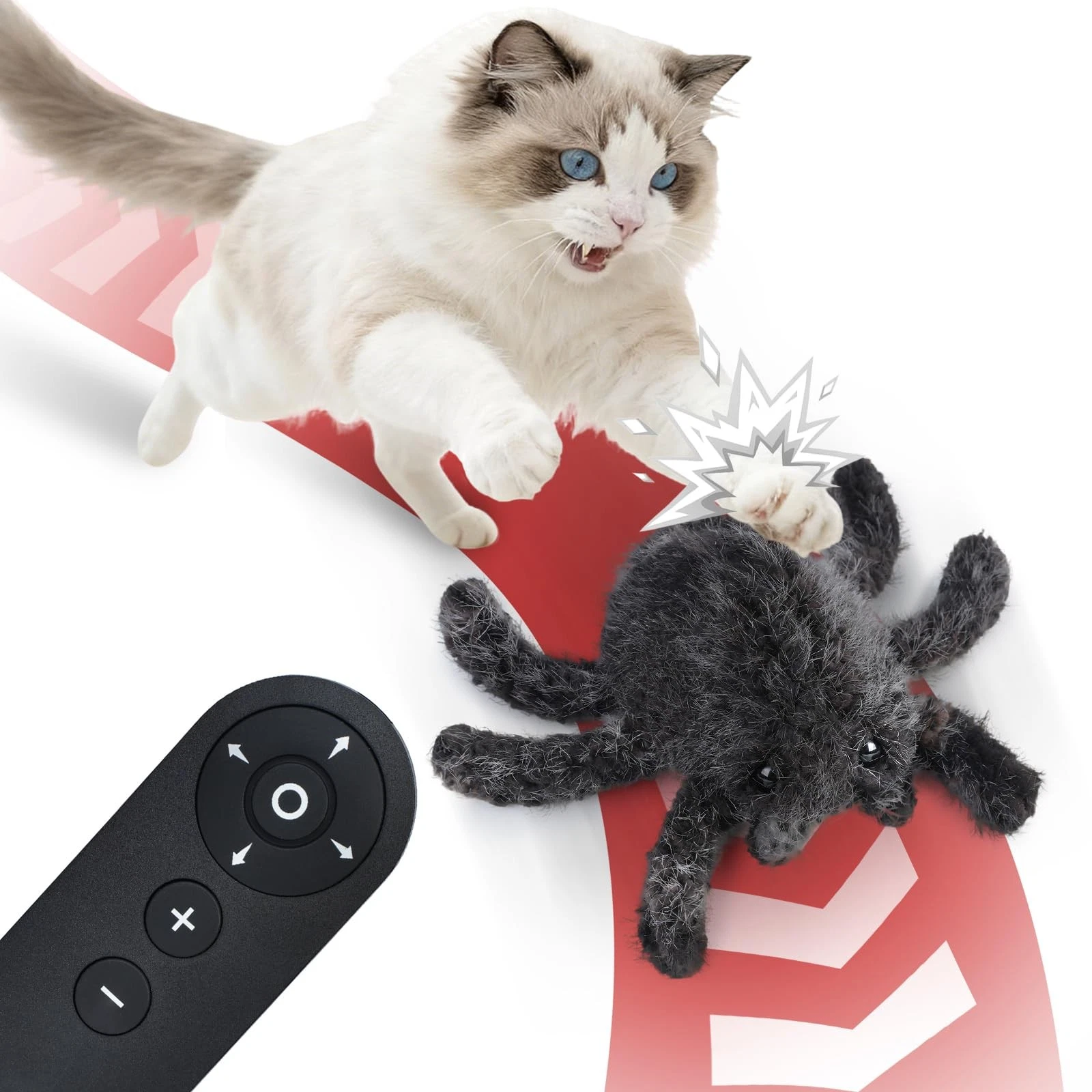 Cat Toys Interactive Remote Control Cat Toy Horror Spider Moving Cat Toy 2 Mo...