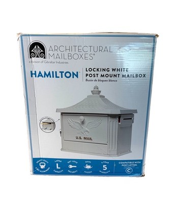 Architectural Mailboxes Hamilton Locking Post Mount Mailbox In White HM200WAM
