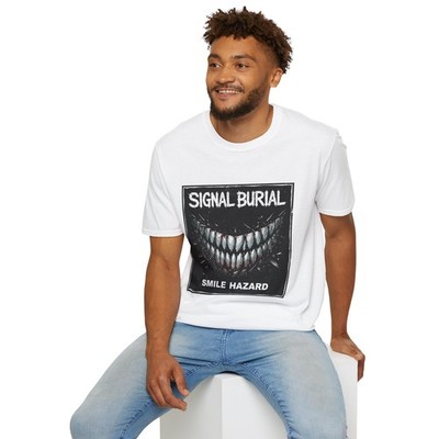 Unisex Softstyle T-Shirt Broken Glass Grin Teeth Punk Album Cover Horror