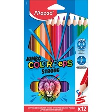 Maped - Ergonomic Triangular Colouring Pencils, Colour'Peps Strong Jumbo - Parti