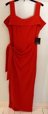 NWT Marina Womens 14 Orange Sarong Style Jumpsuit Side Tie Zip Back Wide Straps