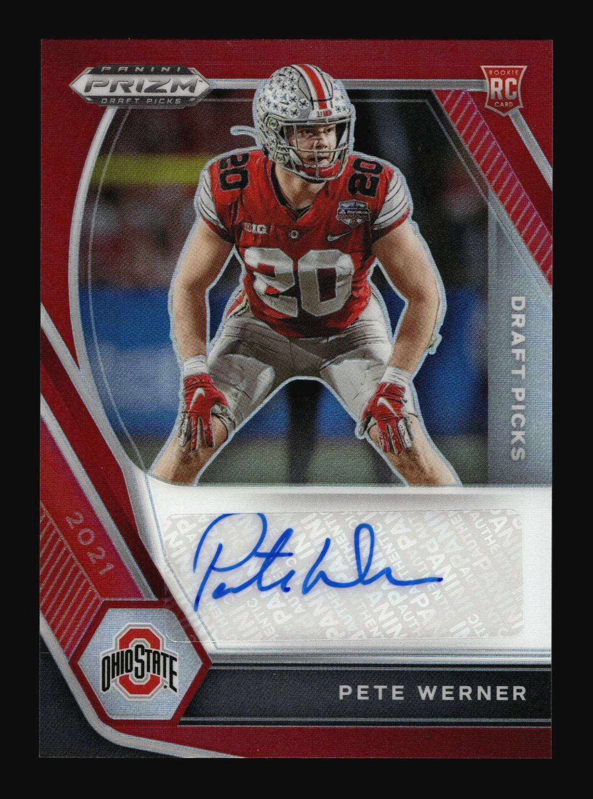 Pete Werner Panini Prizm Draft Picks Draft Picks Autographs #PEW Red