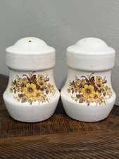 Vintage Crock Floral Salt and Pepper Shaker Set Made In USA