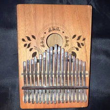 Kalimba Thumb Piano 17 Keys stained wood leaf cut-out pattern