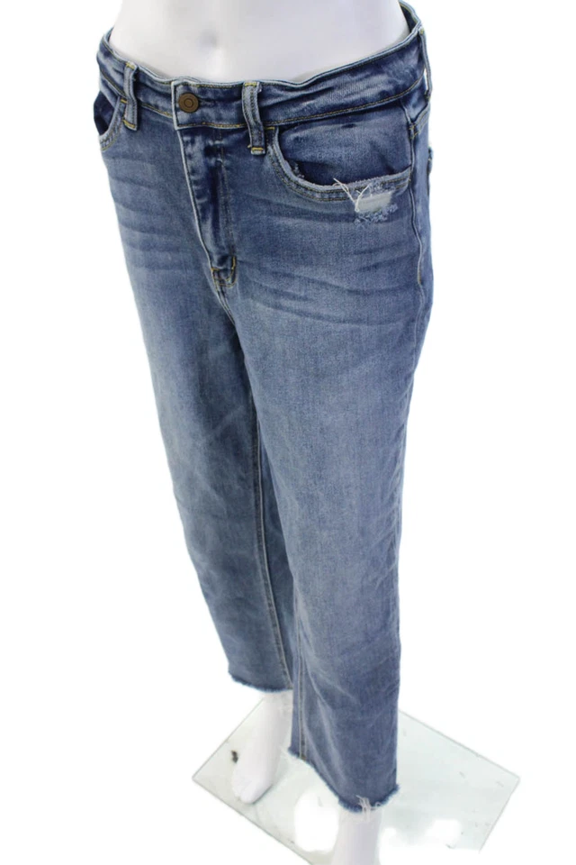 Pantalones de mezclilla Flying Monkey para mujer novio recortados cintura alta azules talla 29 Foto 2 de 4