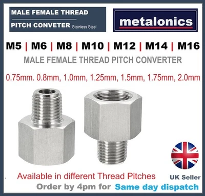 Adaptador de rosca macho hembra perno rosca cambiador de paso convertidor reductor acero inoxidable