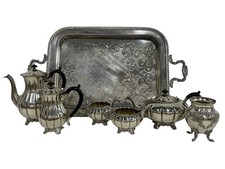 VINTAGE SILVER TEA & COFFEE SERVICE SET W/ TRAY