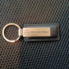 Car Leather Keychain Chrome Metal Laser Key Chain Keyring for Mercedes Benz