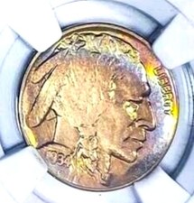 Bonita moneda 1934-D fecha rara Ch/gema búfalo níquel arco iris tono