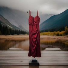 Fashion Red Elegant Formal Dress Evening Gown with Ruched Bodice, Size 2