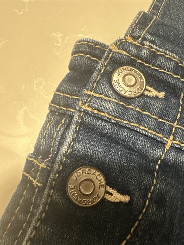 Girls Jordache Overalls Size S6x Denim Jean Shorts Faded Embroidered NFL Vikings - Picture 6 of 17