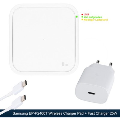 Samsung Wireless Charger Pad EP-P2400T Ladestation, 25W Fast Charger USB-C Kabel