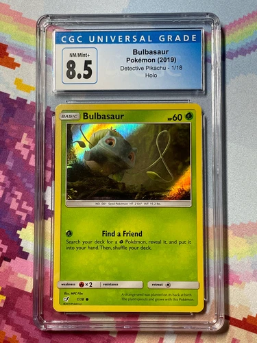 2019 Pokémon Detective Pikachu Bulbasaur Holo 1/18 CGC 8.5 NM/Mint+