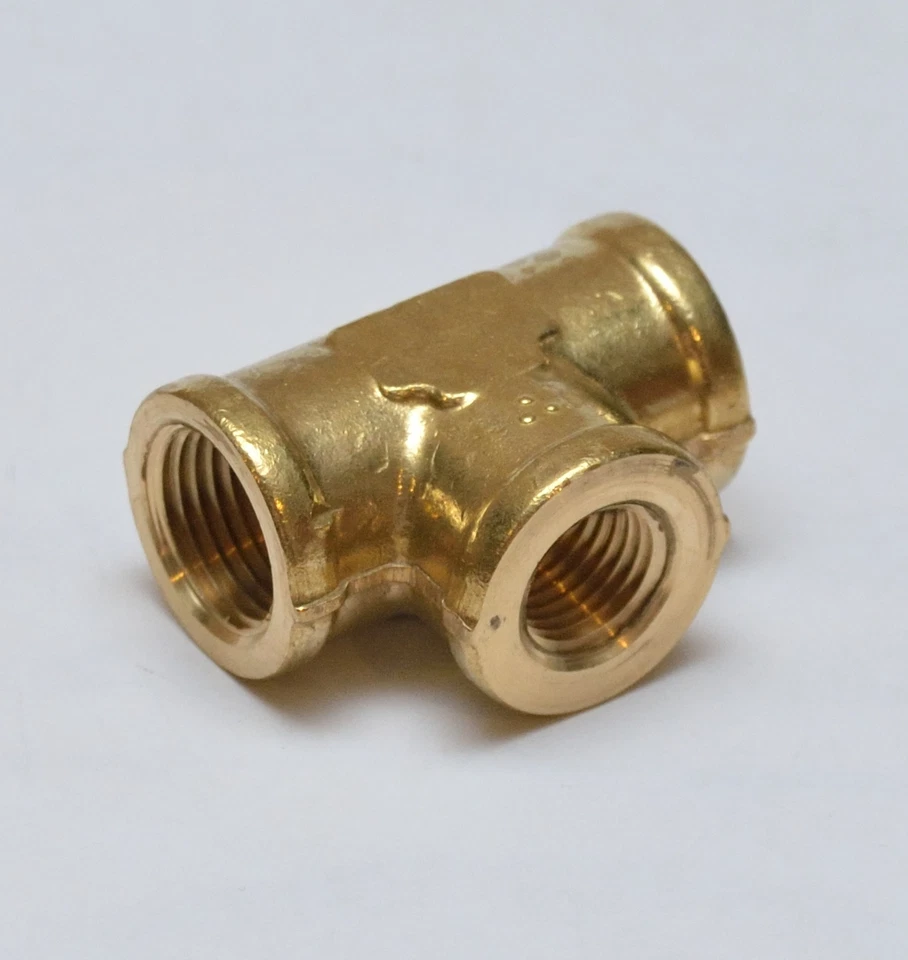 3/8 x 1/4 NPT Female Pipe Tee Brass Fittings Fuel Air Water Oil Gas FasParts - Image 4 of 4
