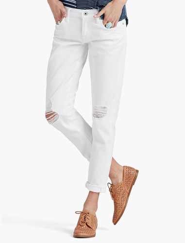 New! LUCKY BRAND ~Size 8/29~ Distressed Boyfriend White Wash Jeans Mid Rise