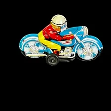 Vintage Tin Litho Friction Racing Motorcycle Bike Toy Made In Japan Mini Moto