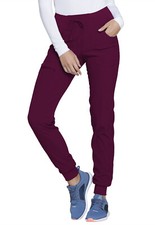 Wine HeartSoul Scrubs Low Rise Tapered Leg Jogger Pant HS030 WINH