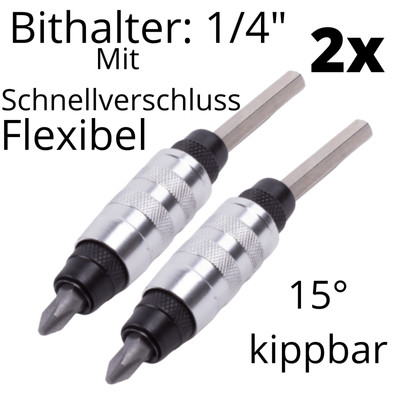 Quick Release Bithalter 15 Grad biegbar 1/4'' Magnetisch Kugelkopf 103mm 2 Stück