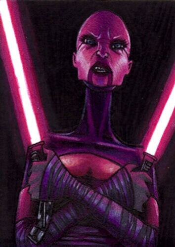 STAR WARS ASAJJ VENTRESS Clone Wars SITH Variant 1 Sketch Card PRINT 1 of 10 ART - Picture 1 of 2