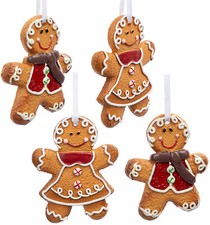 SIKORA BS695 Lebkuchen Männchen Christbaumschmuck Weihnachtsbaum Anhänger 4erSet