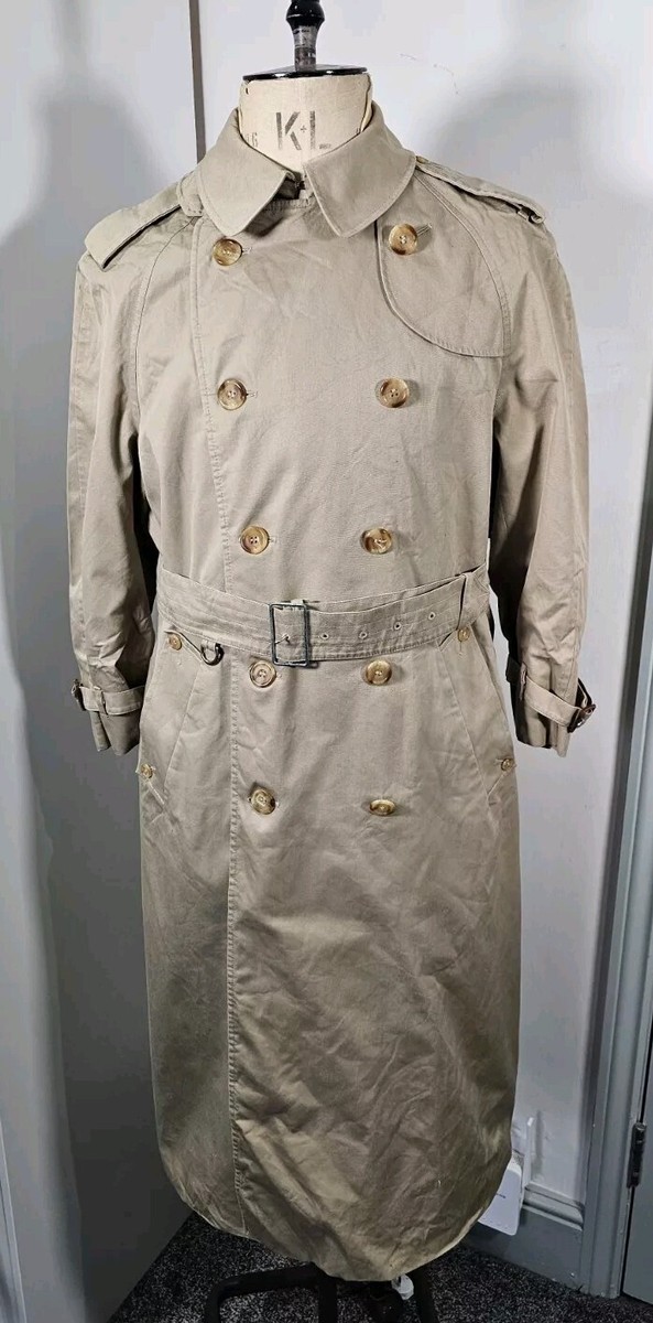 Aquascutum Vintage Trench Coat Women's 14 Beige 80's AQUA Water Repellent